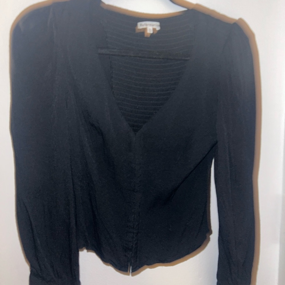 Reformation Black Long Sleeve Corset Blouse